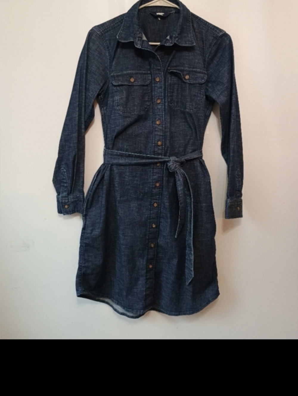 Lands' End Dark Blue Long Sleeve Denim Dress - Picture 7 of 7